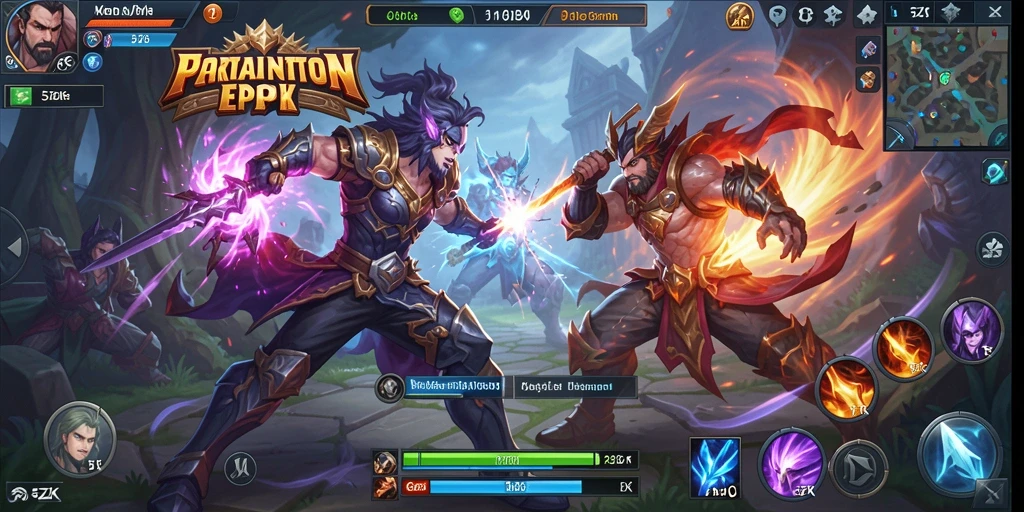 Tangkapan layar dari gameplay menarik di 5ZK yang menunjukkan pertarungan MOBA.