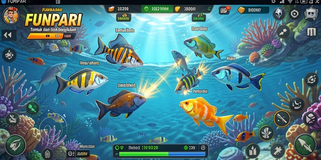 Screenshot utama menunjukkan gameplay seru dari Tembak Ikan FUNPARI.