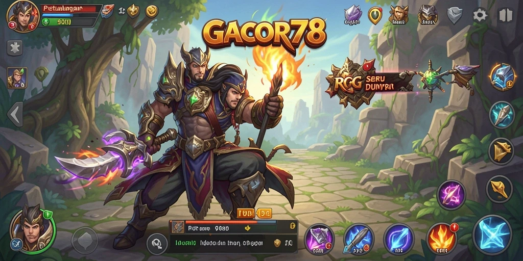 Tampilan gameplay GACOR78 yang memukau dalam pertempuran RPG.