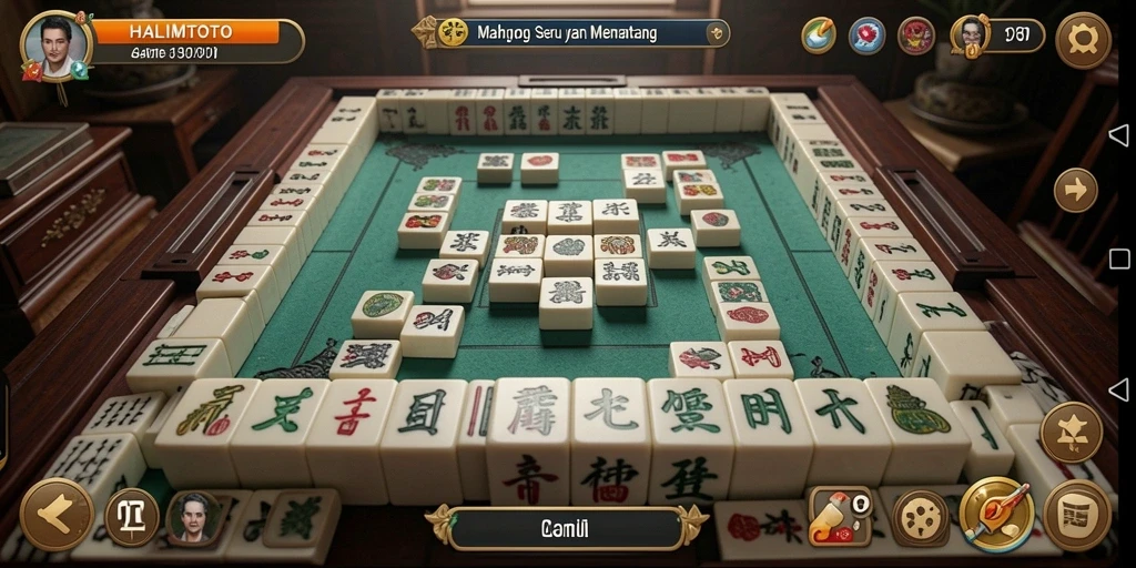 Screenshot utama HALIMTOTO menampilkan gameplay Mahjong yang seru.