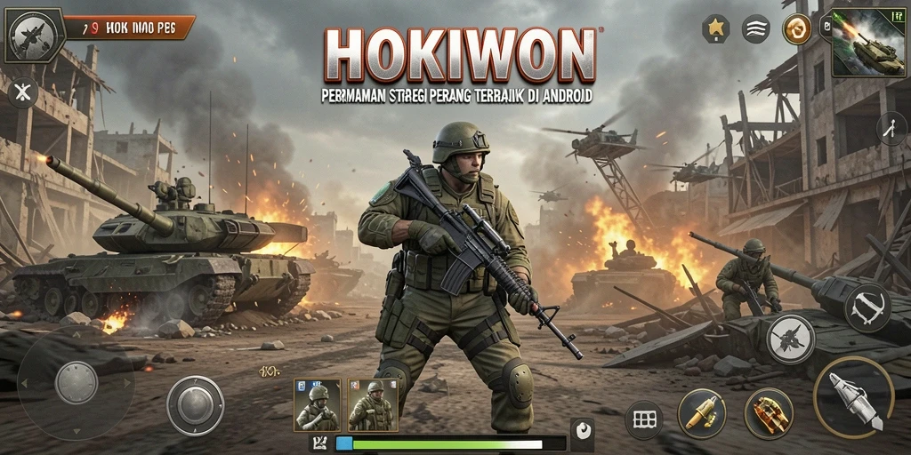 Tampilan gameplay strategis HOKIWON yang penuh aksi.