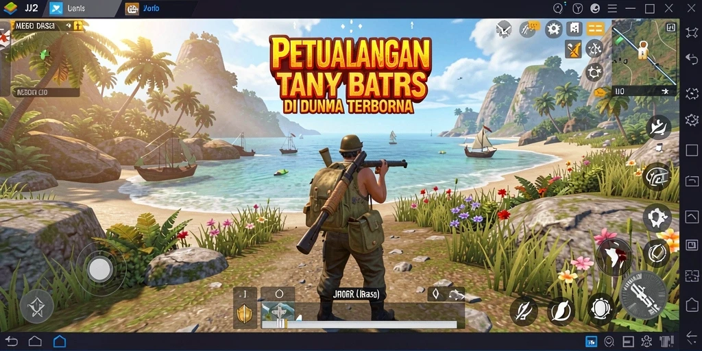 Screenshot gameplay JJ62 menampilkan keindahan dunia terbuka.