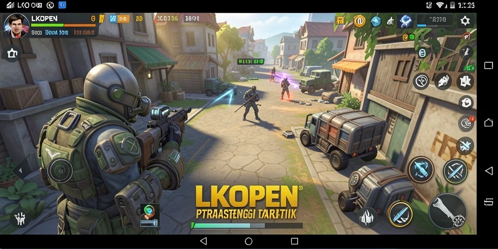 Screenshot gameplay LKOPEN menunjukkan pertempuran strategis yang intens.