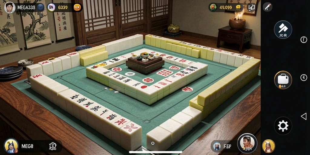 Tampilan gameplay MEGA338 dengan ubin Mahjong yang menarik.