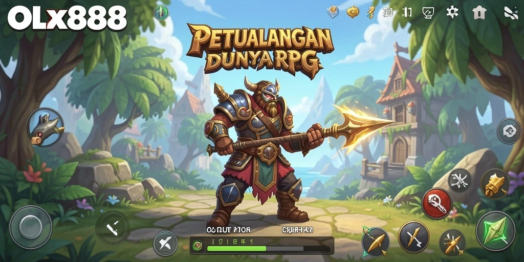 Screenshot OLX888 menampilkan aksi seru dalam dunia RPG.