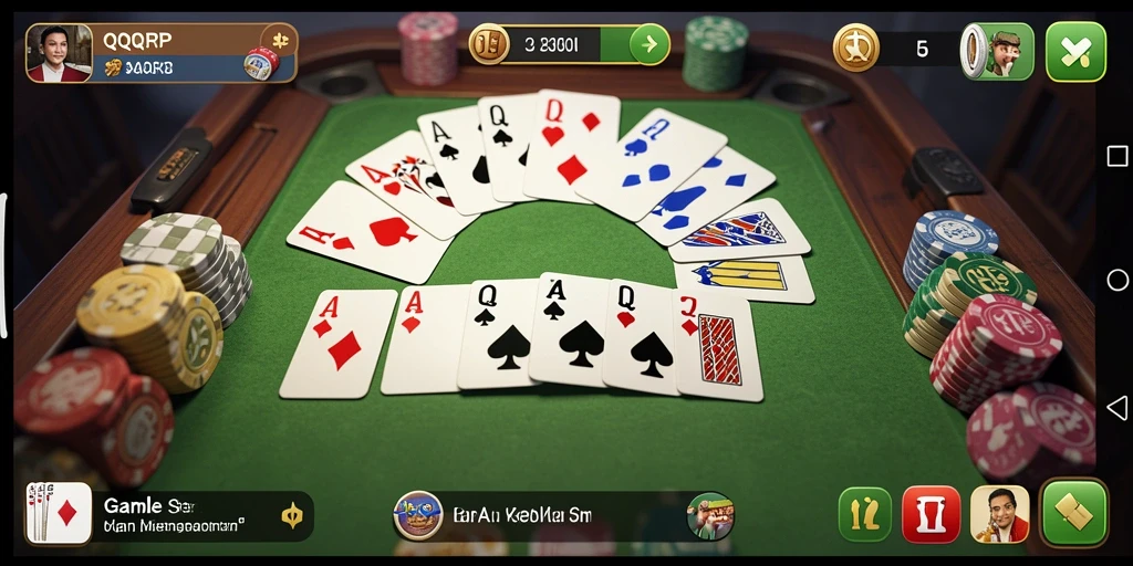 Tampilan gameplay QQRP yang seru dan interaktif dalam permainan Gaple.
